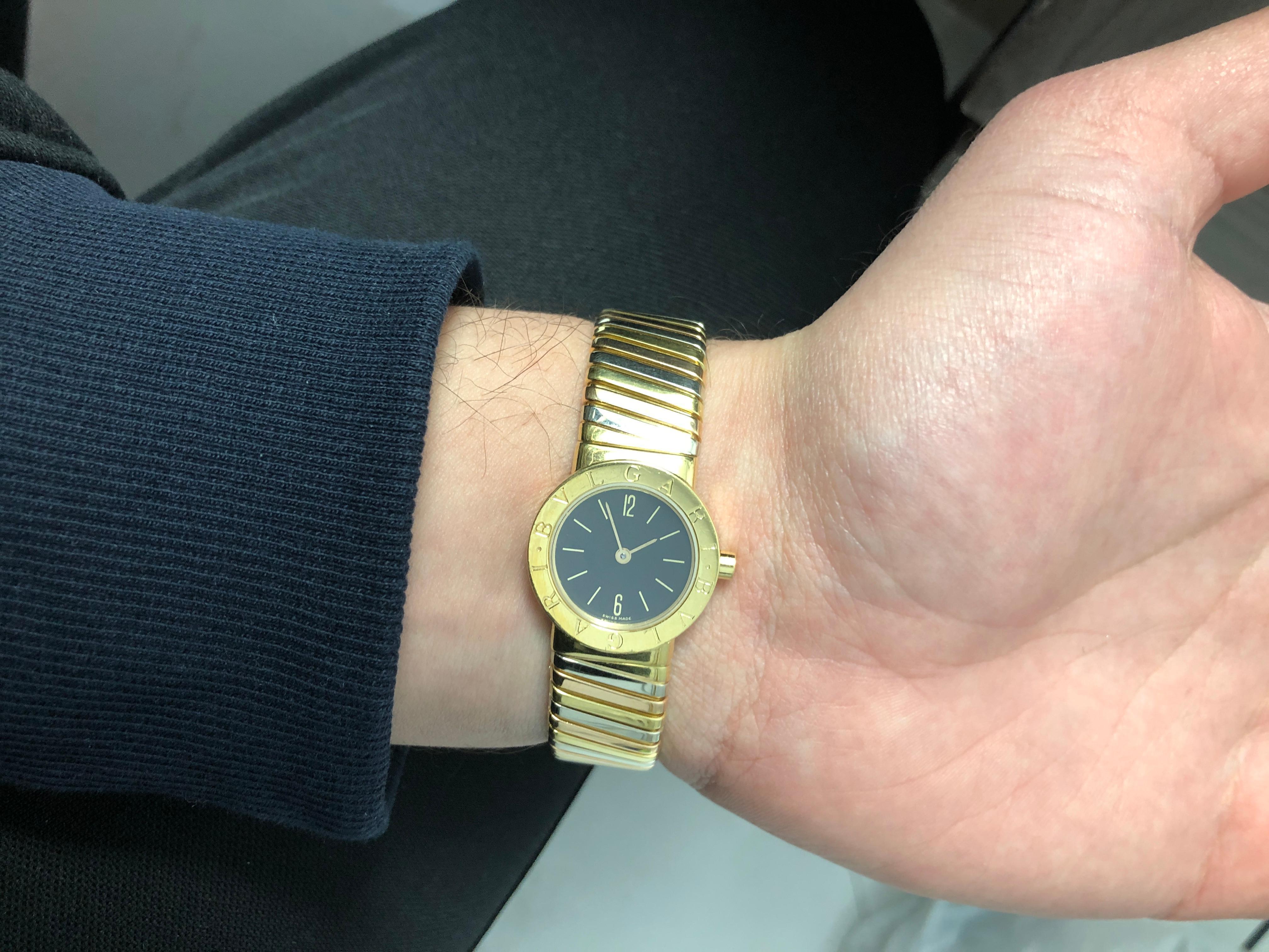 Bvlgari 18 Karat White and Yellow Gold Watch For Sale 2