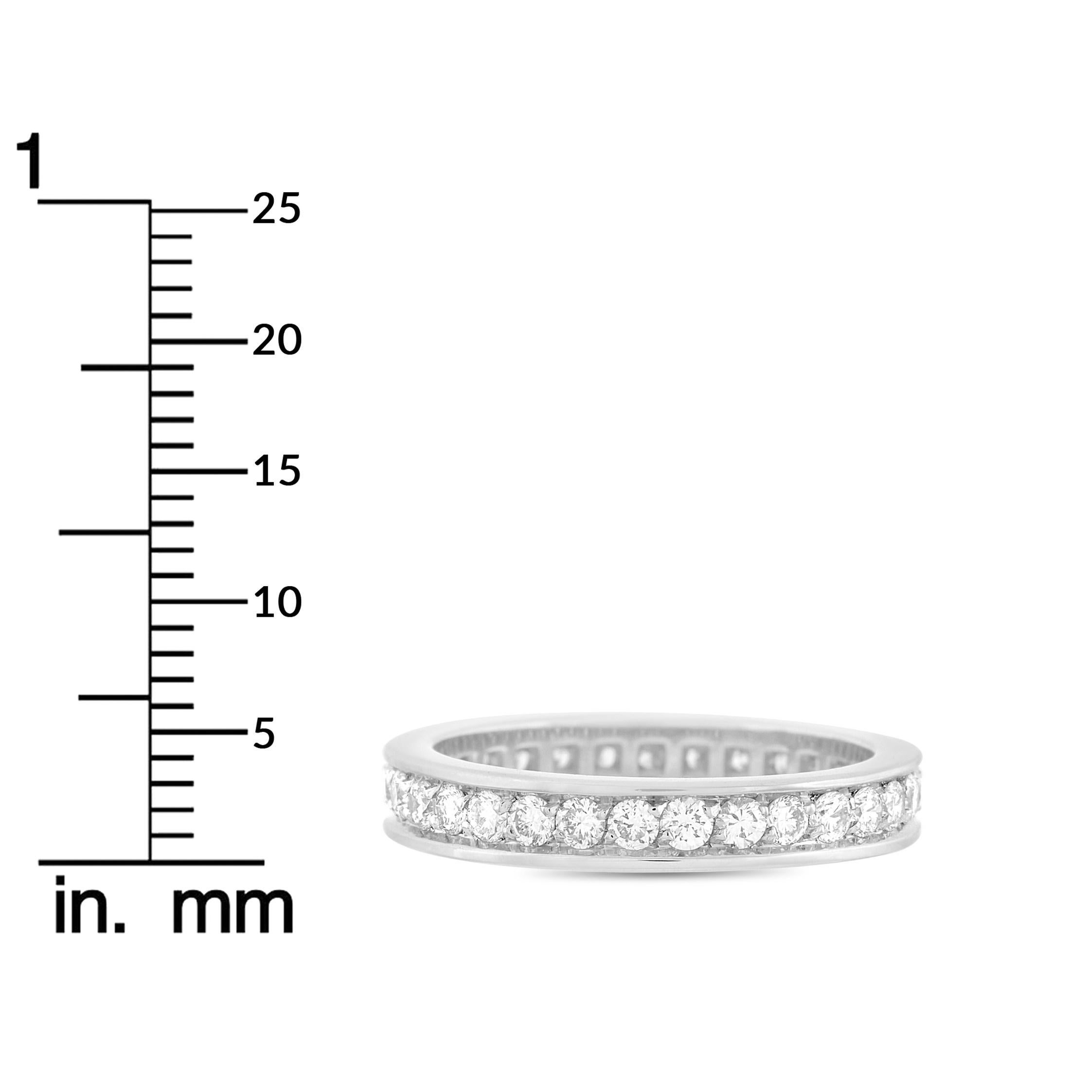 Round Cut Bvlgari 18 Karat White Gold 0.85 Carat Diamond Eternity Ring