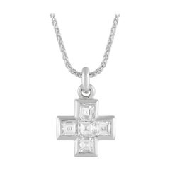 Bvlgari 18k Weißgold 1::00 Ct Diamant Kreuz Halskette