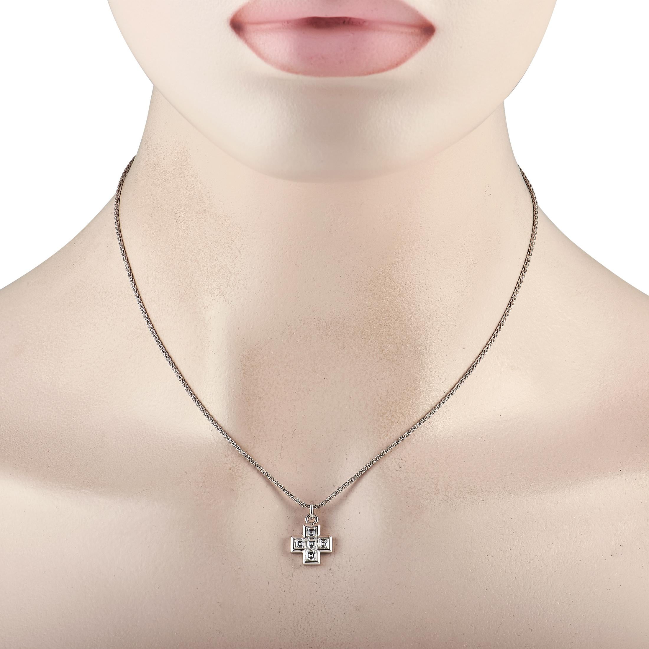 A sparkling symbol to celebrate and express your faith. This diamond necklace from Bvlgari features a modestly sized cross pendant measuring 0.65