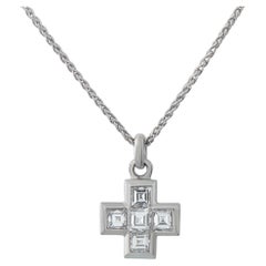 Bvlgari 18K White Gold 1.0ct Diamond Cross Pendant Necklace BV19-060426