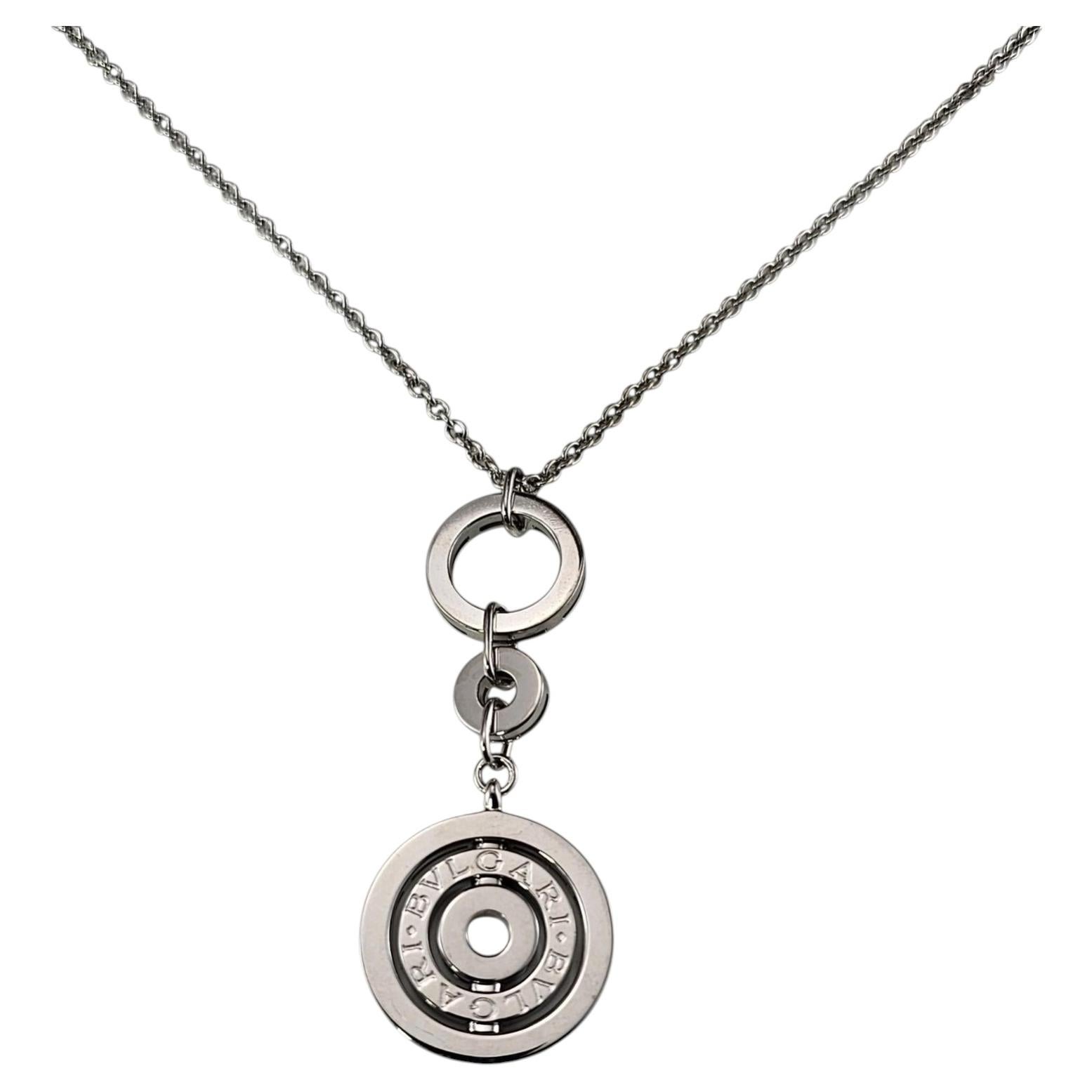 Bvlgari 18K Oro Blanco Astrale Cerchi Círculo Colgante Gota Collar c/Caja #25105