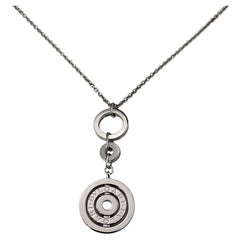 Bvlgari 18K White Gold Astrale Cerchi Circle Drop Pendant Necklace w/Box #25105