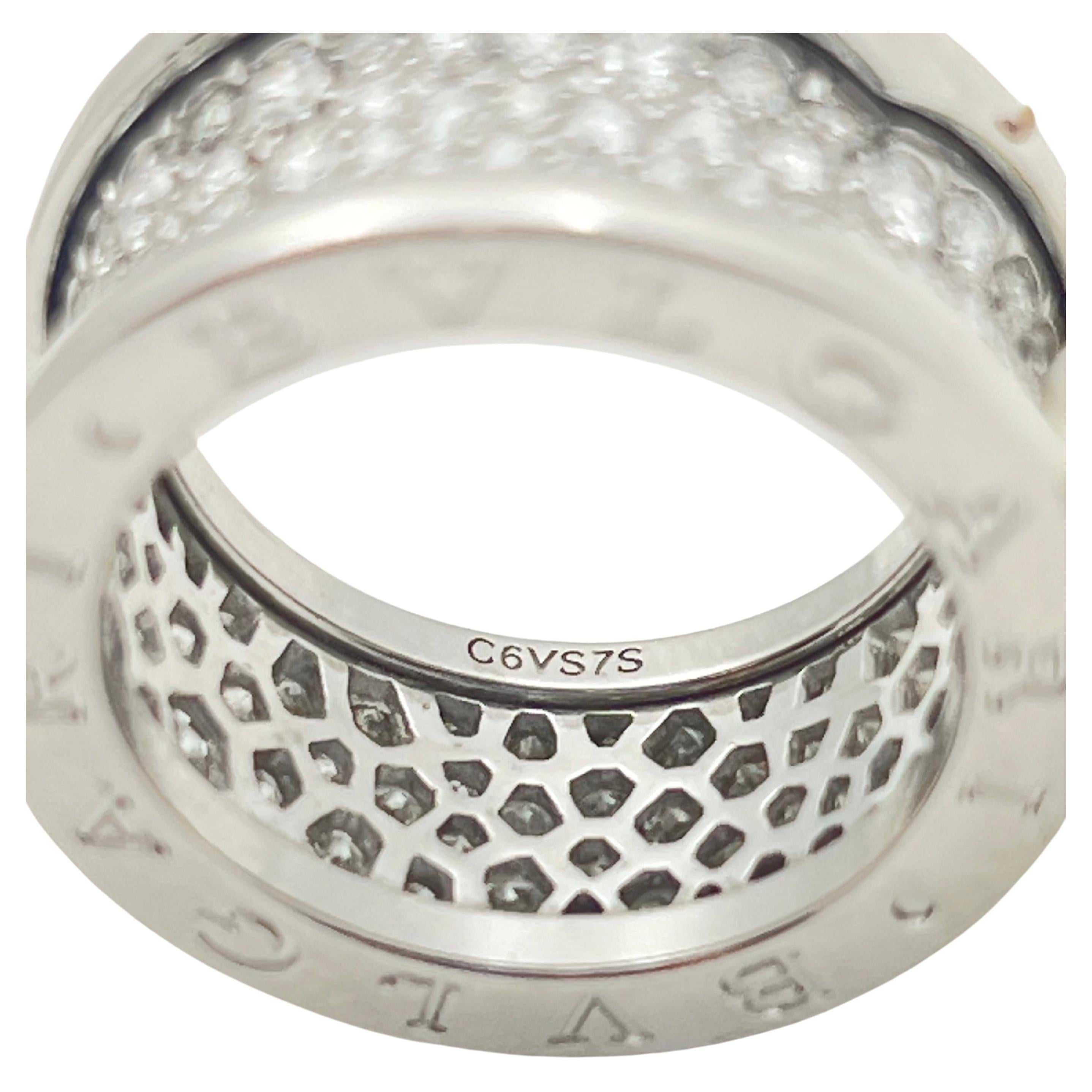 Brilliant Cut Bvlgari 18k White Gold Diamond B.Zero1 Band Ring For Sale