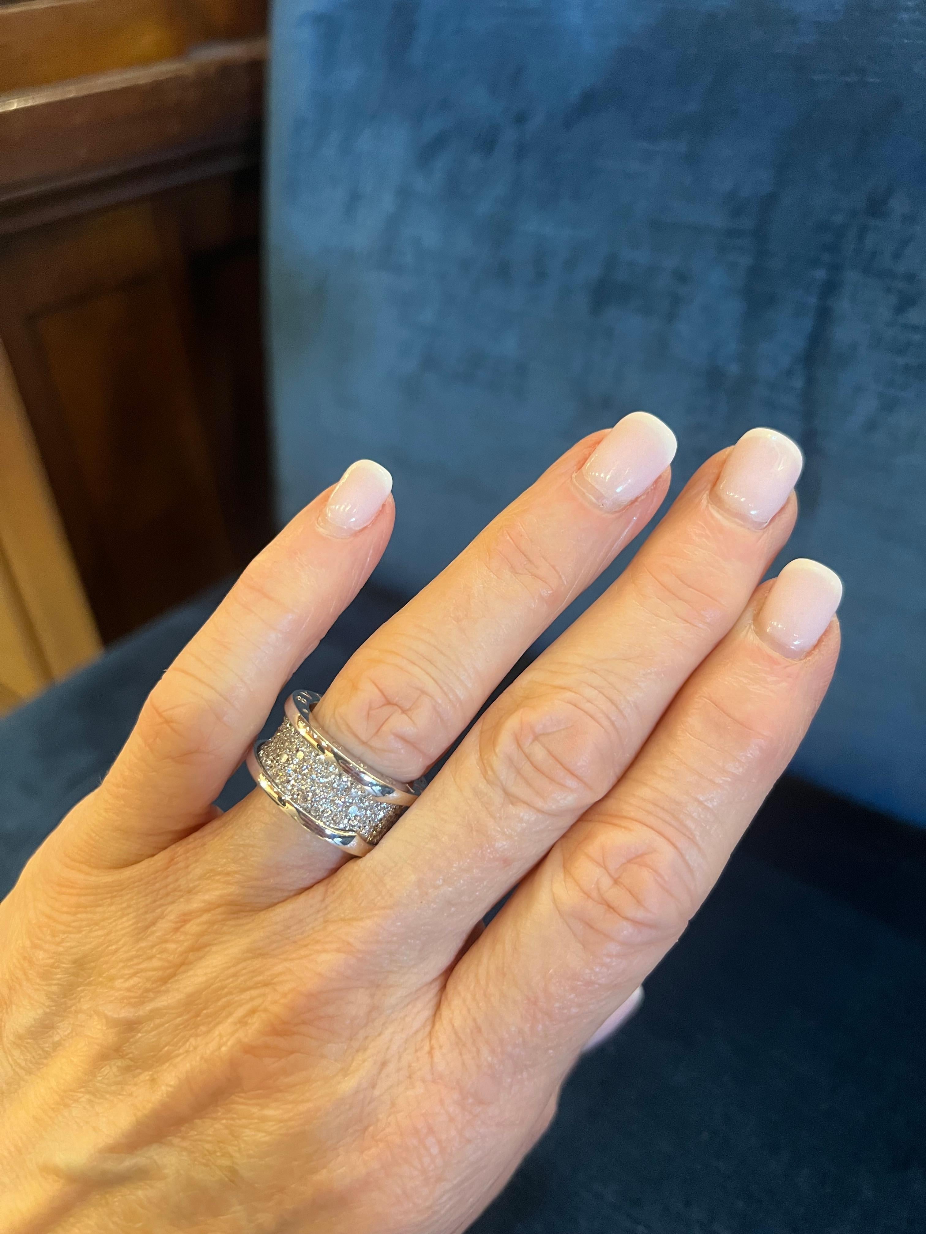 Women's Bvlgari 18k White Gold Diamond B.Zero1 Band Ring For Sale