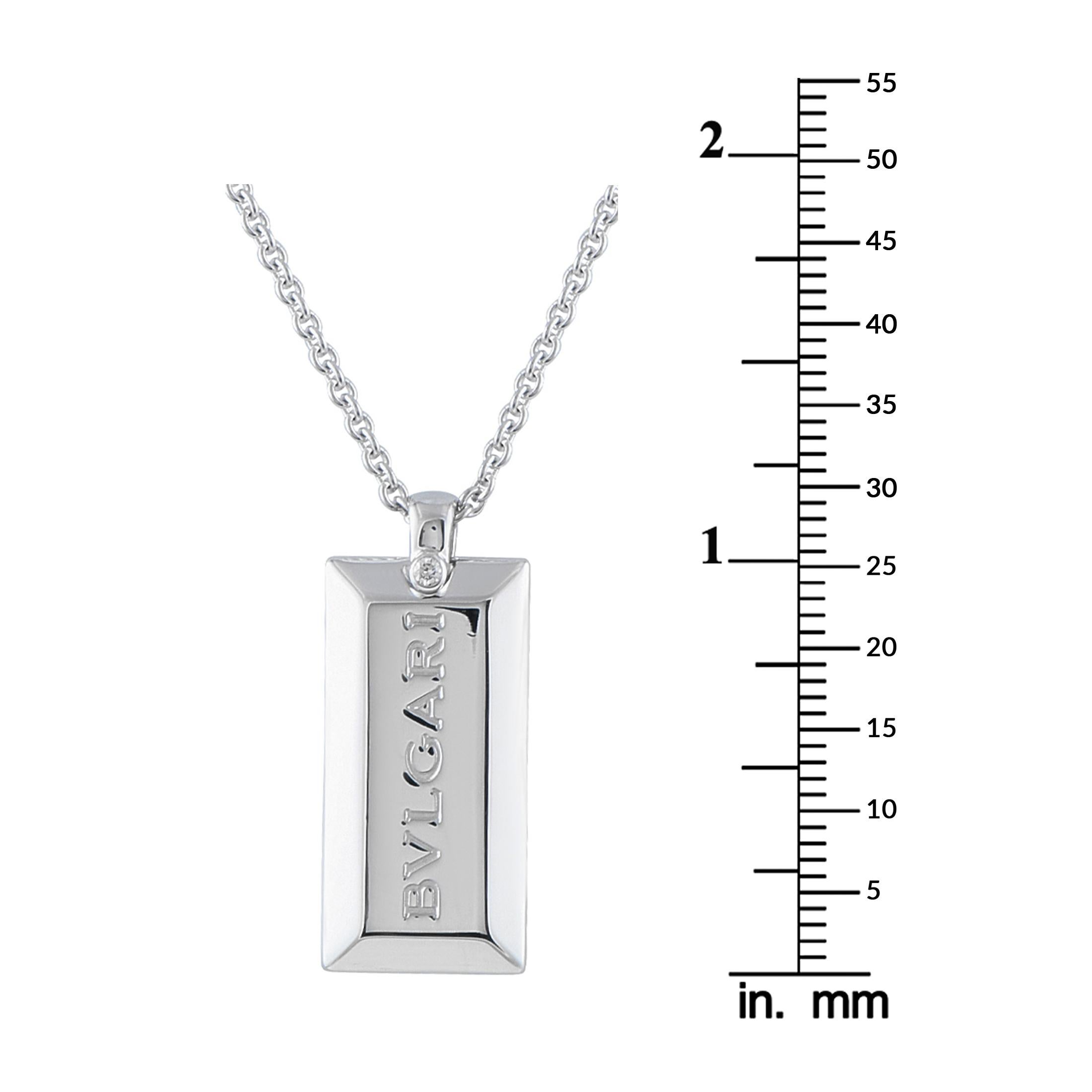Women's Bvlgari 18K White Gold Bar Necklace For Sale