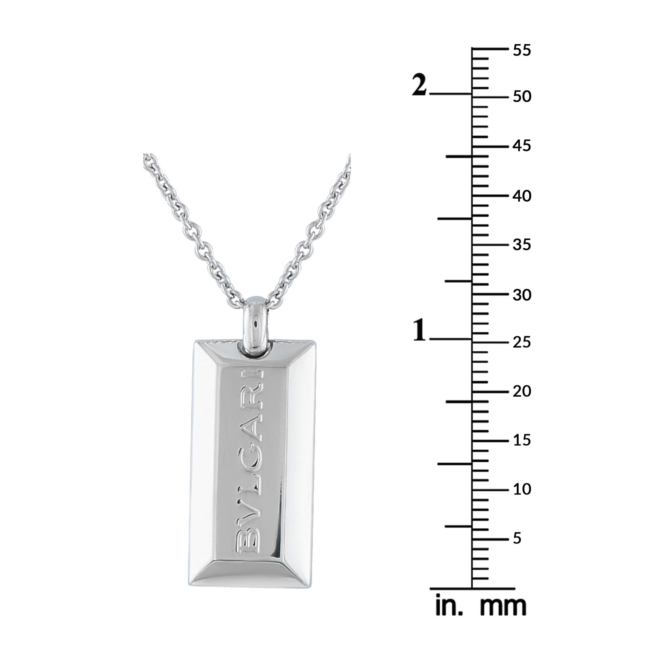 Bvlgari 18K White Gold Bar Necklace For Sale 1