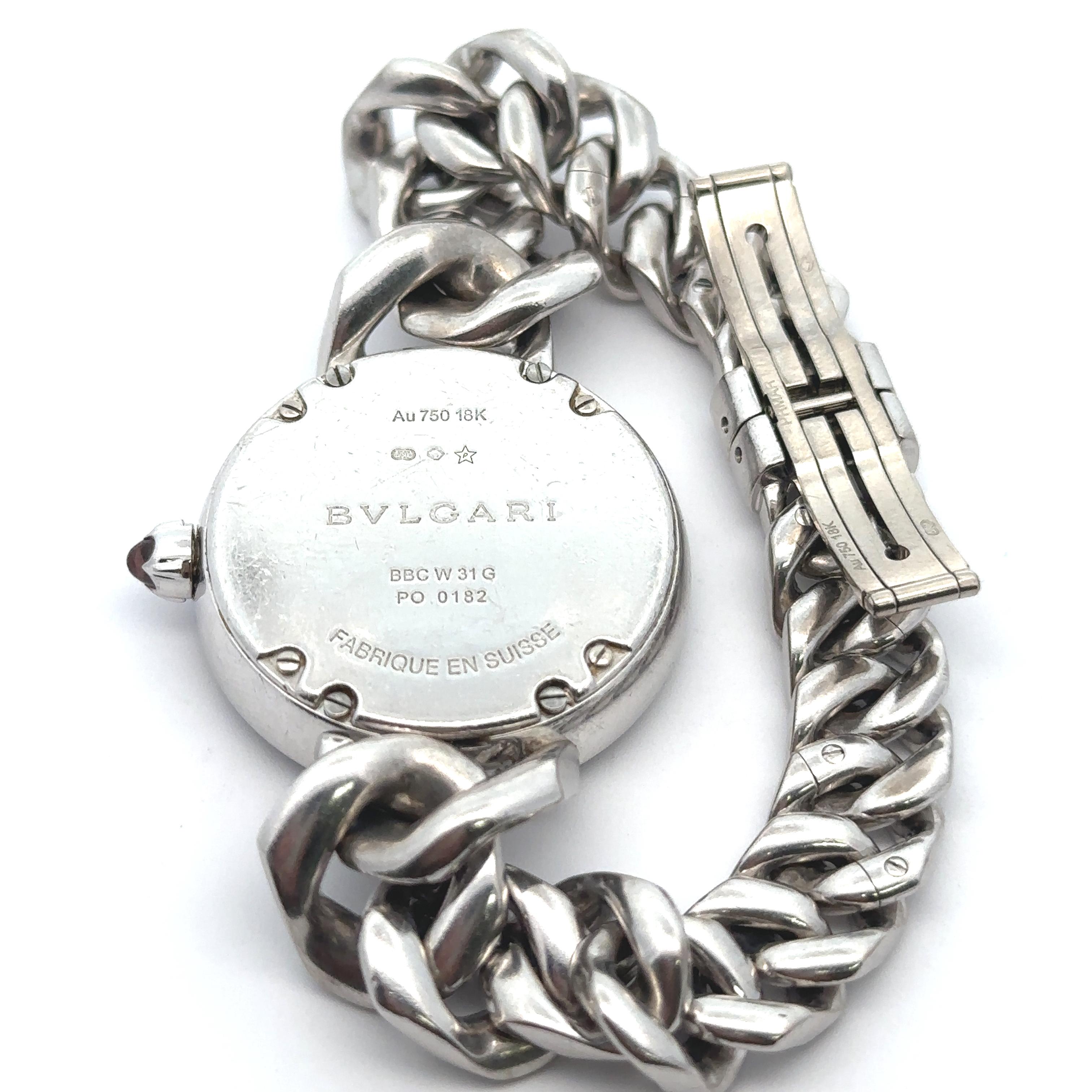 Bvlgari 18k White Gold Catene 31mm Diamond Wrist Watch Bracelet Ref. BBCW31G For Sale 5
