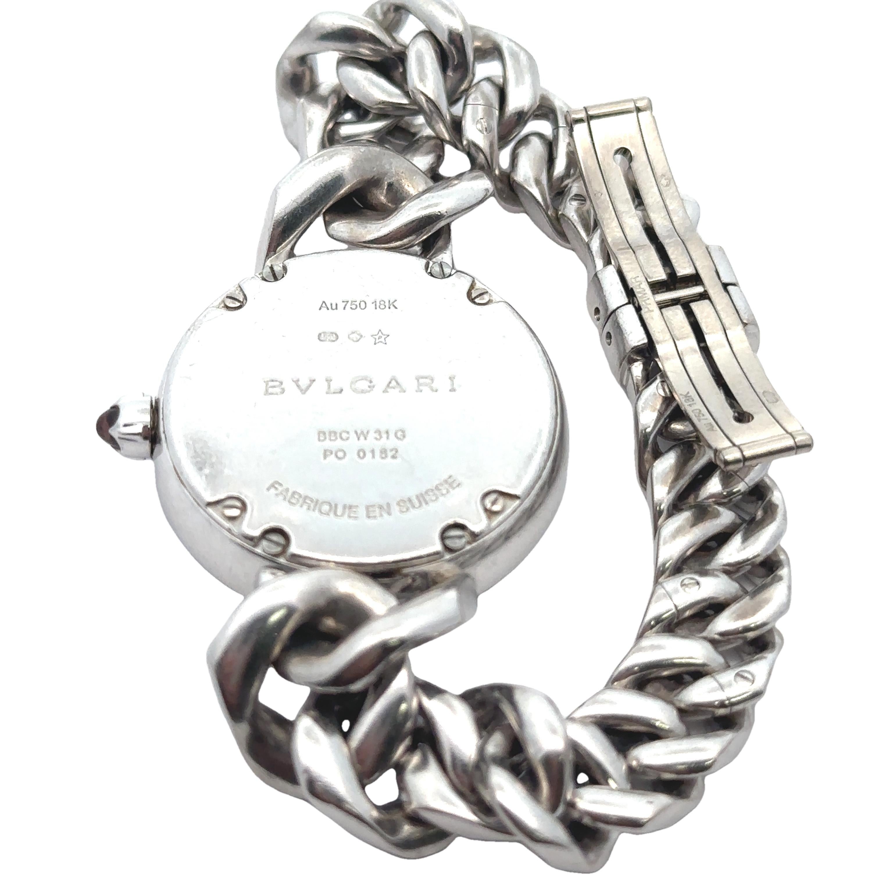 Bvlgari 18k White Gold Catene 31mm Diamond Wrist Watch Bracelet Ref. BBCW31G For Sale 6