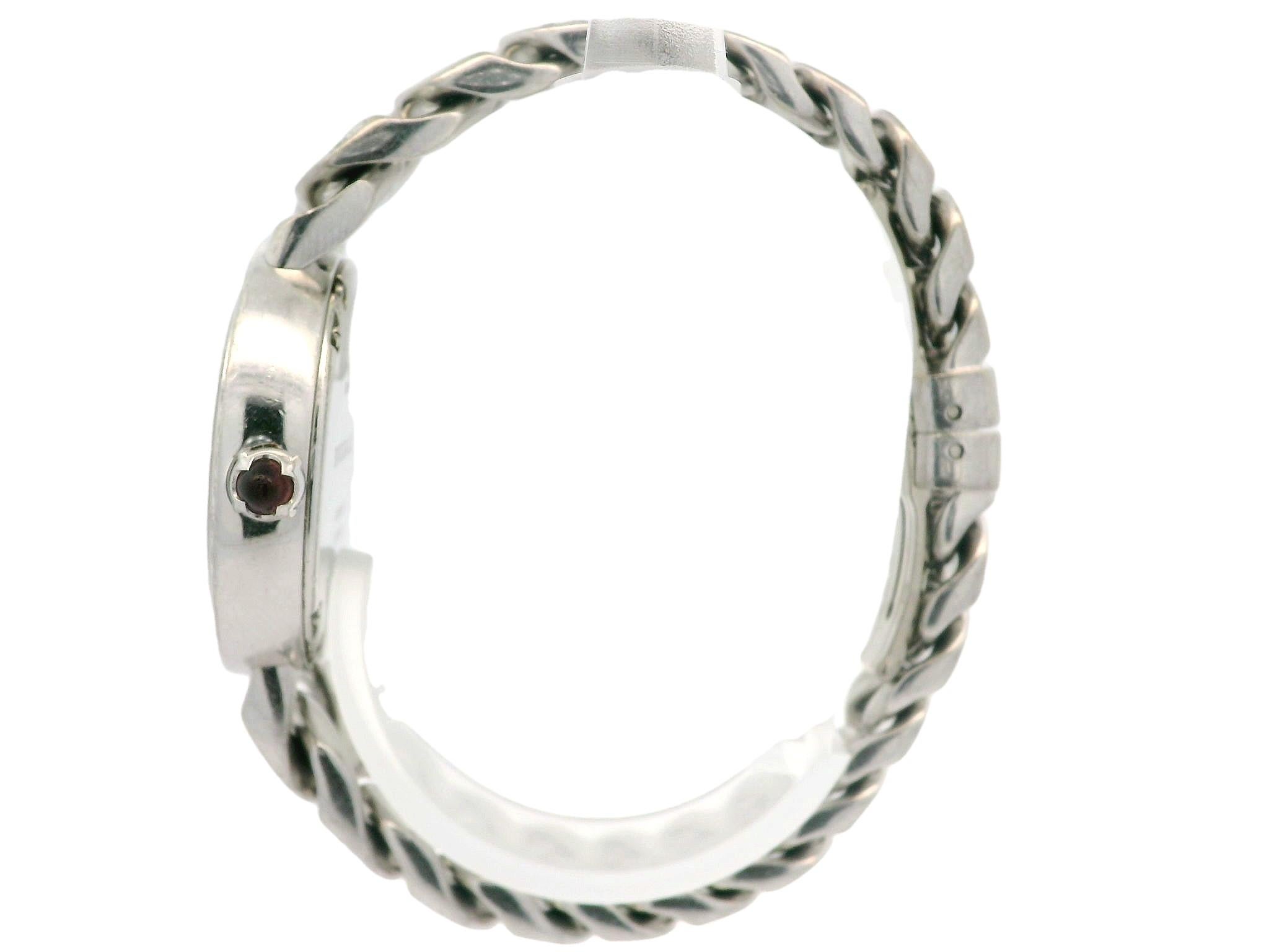Round Cut Bvlgari 18k White Gold Catene 31mm Diamond Wrist Watch Bracelet Ref. BBCW31G For Sale