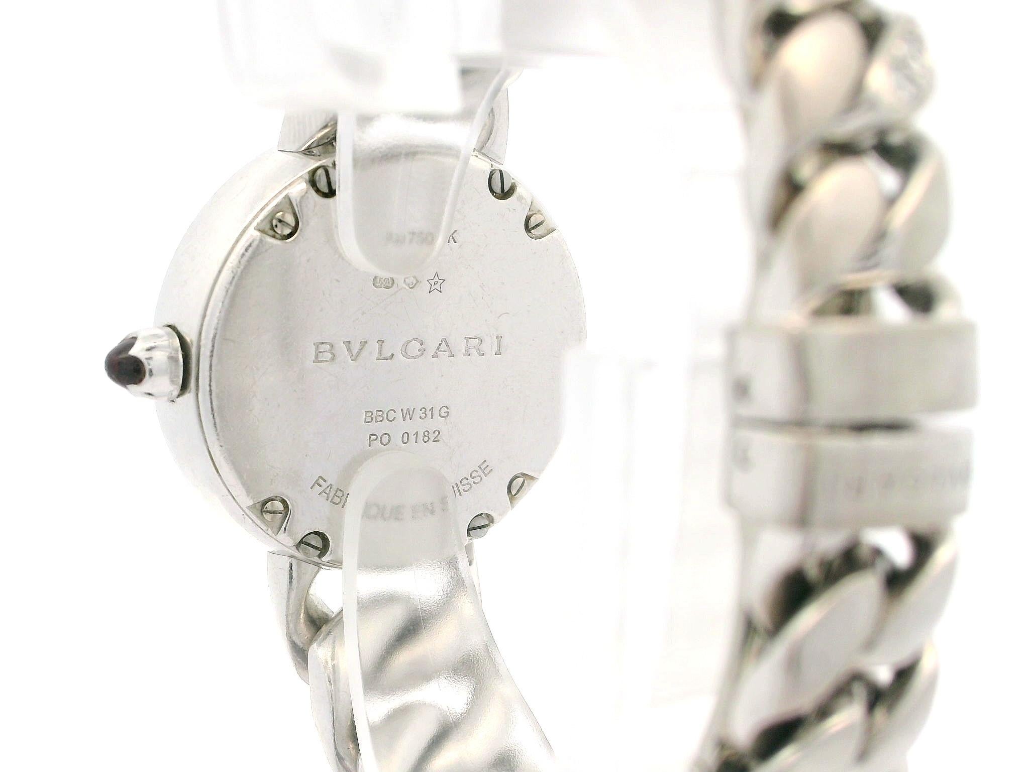 Bvlgari 18k White Gold Catene 31mm Diamond Wrist Watch Bracelet Ref. BBCW31G In Excellent Condition For Sale In Montclair, NJ
