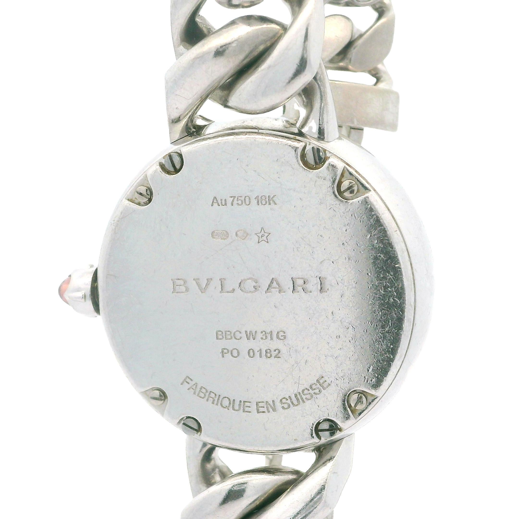 Bvlgari 18k White Gold Catene 31mm Diamond Wrist Watch Bracelet Ref. BBCW31G For Sale 1