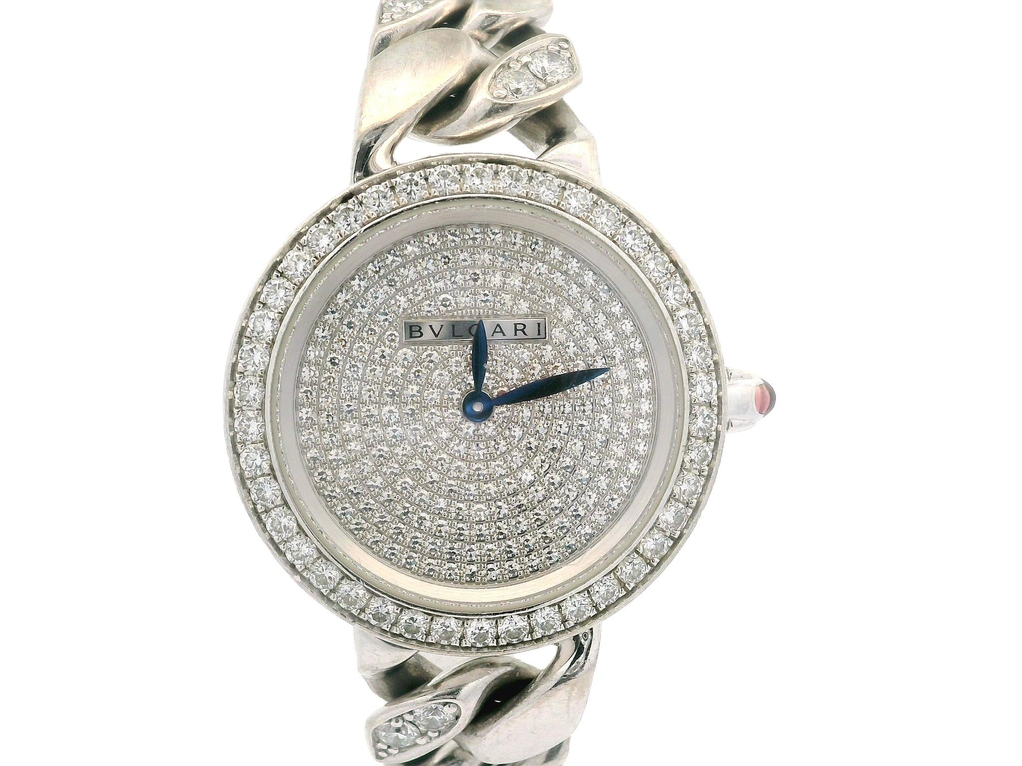 Bvlgari 18k White Gold Catene 31mm Diamond Wrist Watch Bracelet Ref. BBCW31G
