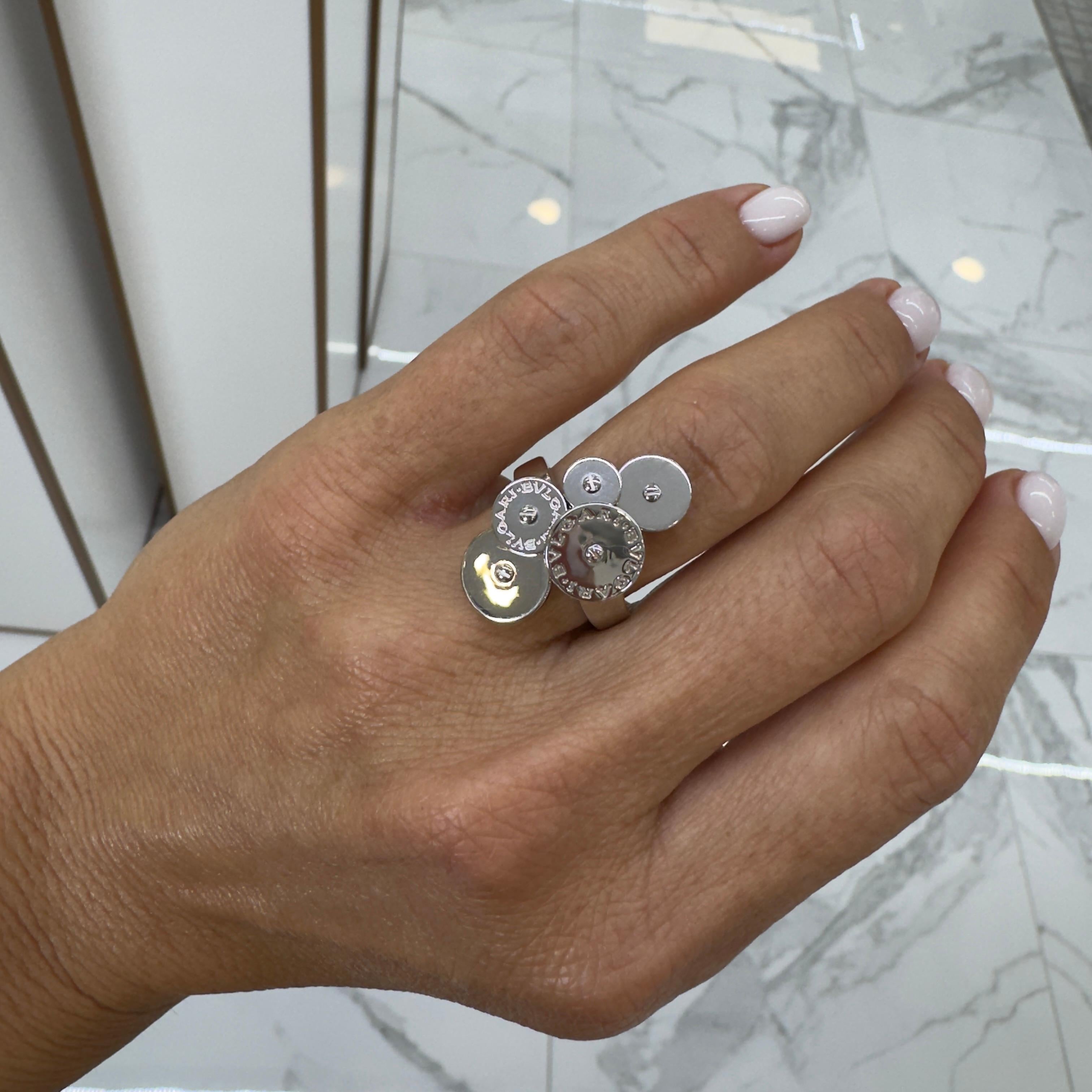 Bvlgari 18K White Gold Cicladi Spiral Circles Cocktail Ring For Sale 2