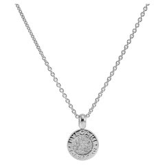 Bvlgari 18K White Gold Circle Pave Diamond Pendant Necklace