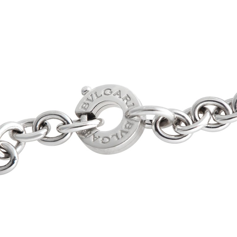 Bvlgari 18K White Gold Diamond and Onyx Charm Bracelet For Sale at 1stDibs
