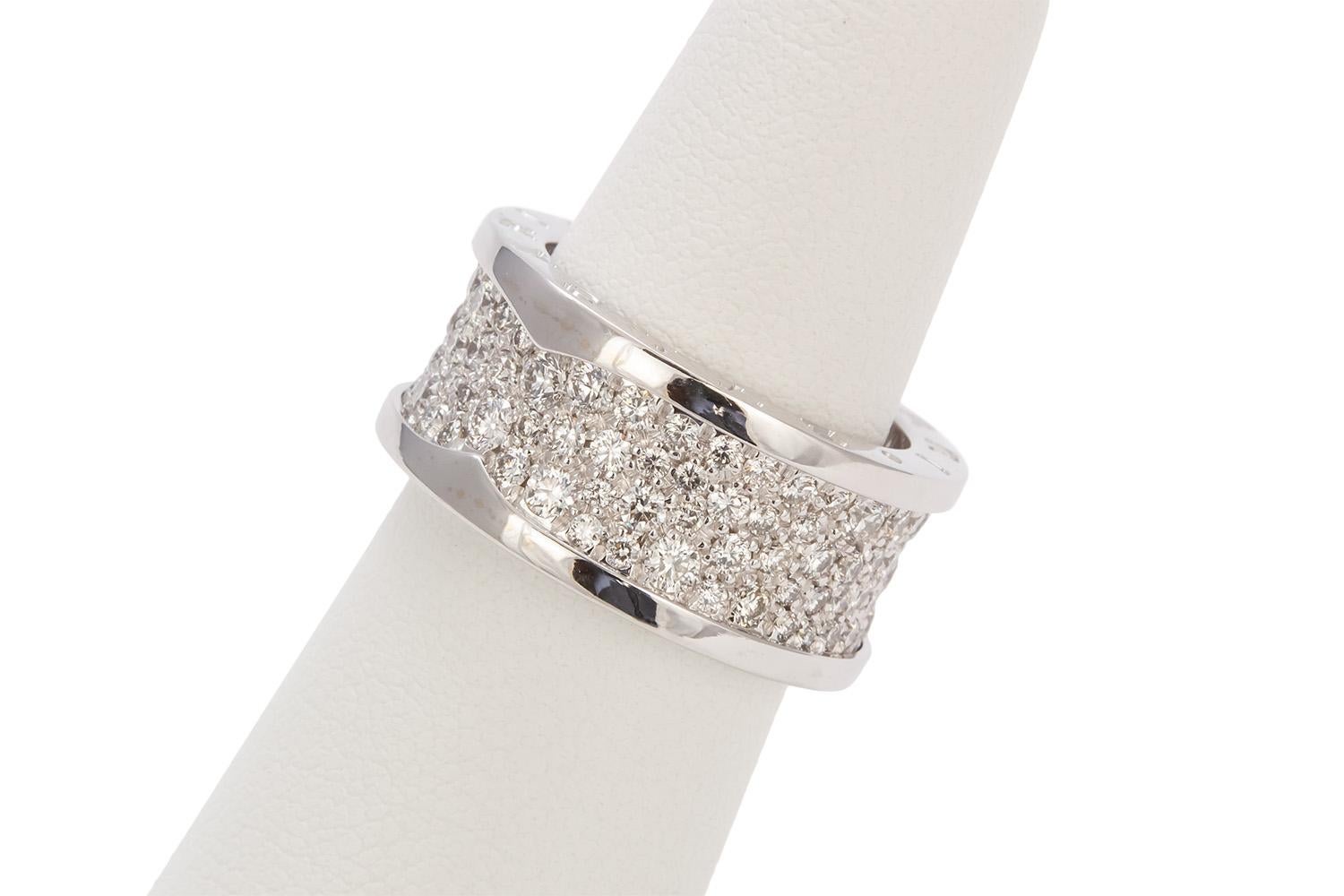 Bvlgari 18k White Gold & Diamond B.Zero1 Ring Ref. 345593 Bulgari Retail $18, 900 In Excellent Condition In Tustin, CA
