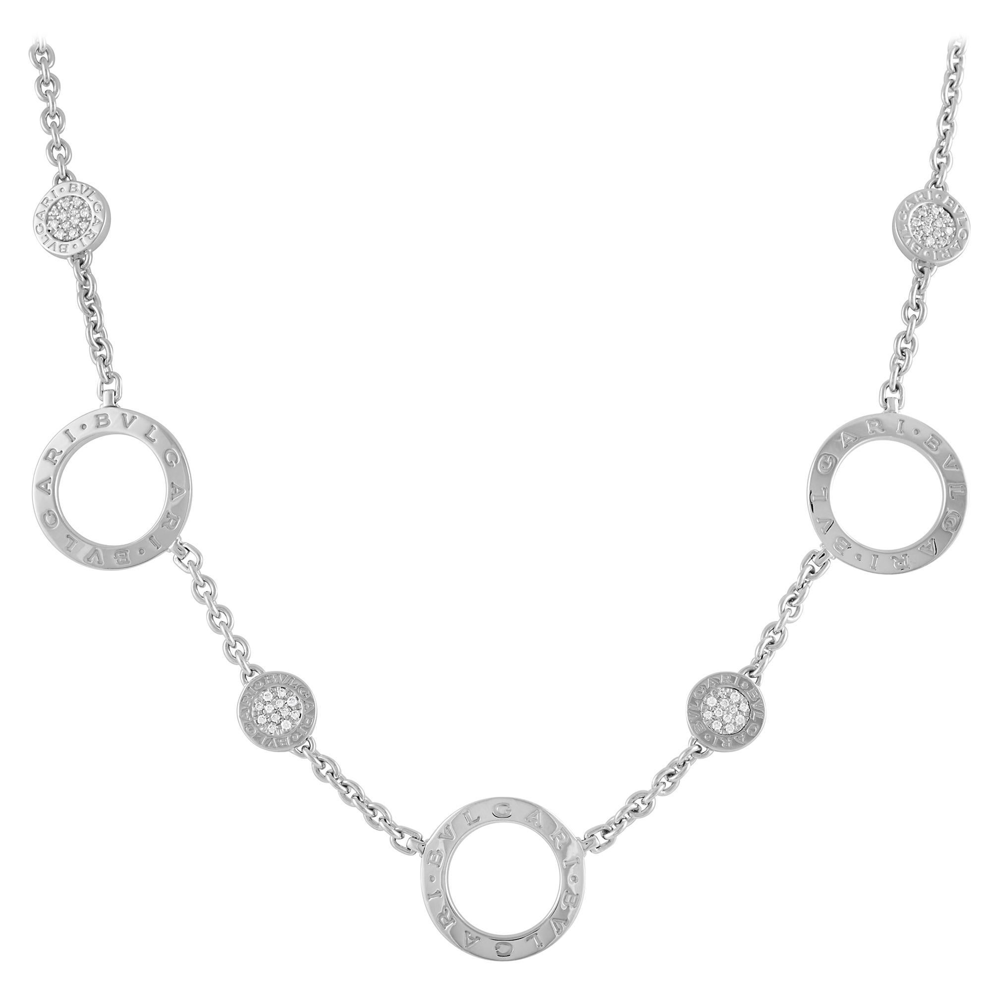 Bvlgari 18K White Gold Diamond Multi-Disc Necklace