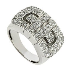 Bvlgari 18k White Gold Diamond Parentesi Ring, 1.14ct, Italy