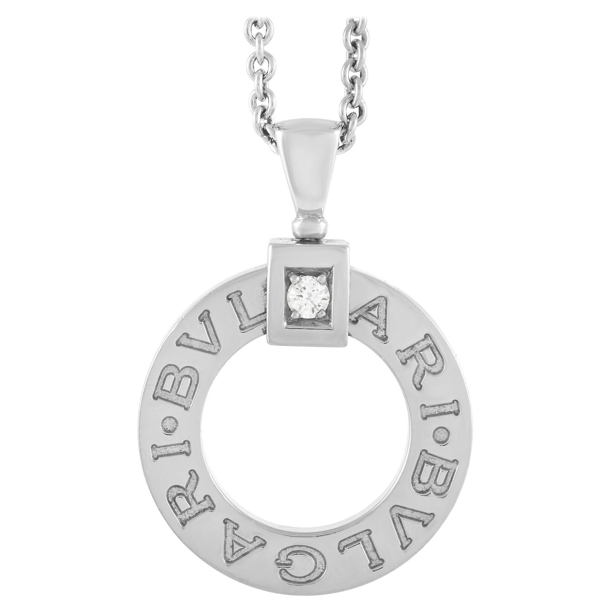 Bvlgari Halskette mit Diamant-Anhänger aus 18 Karat Weißgold
