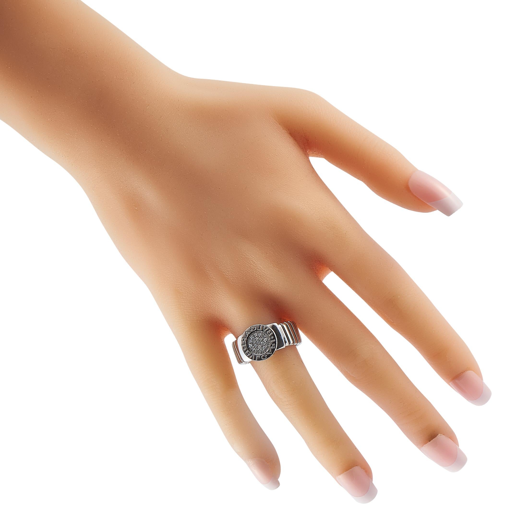 Round Cut Bvlgari 18K White Gold Diamond Ring