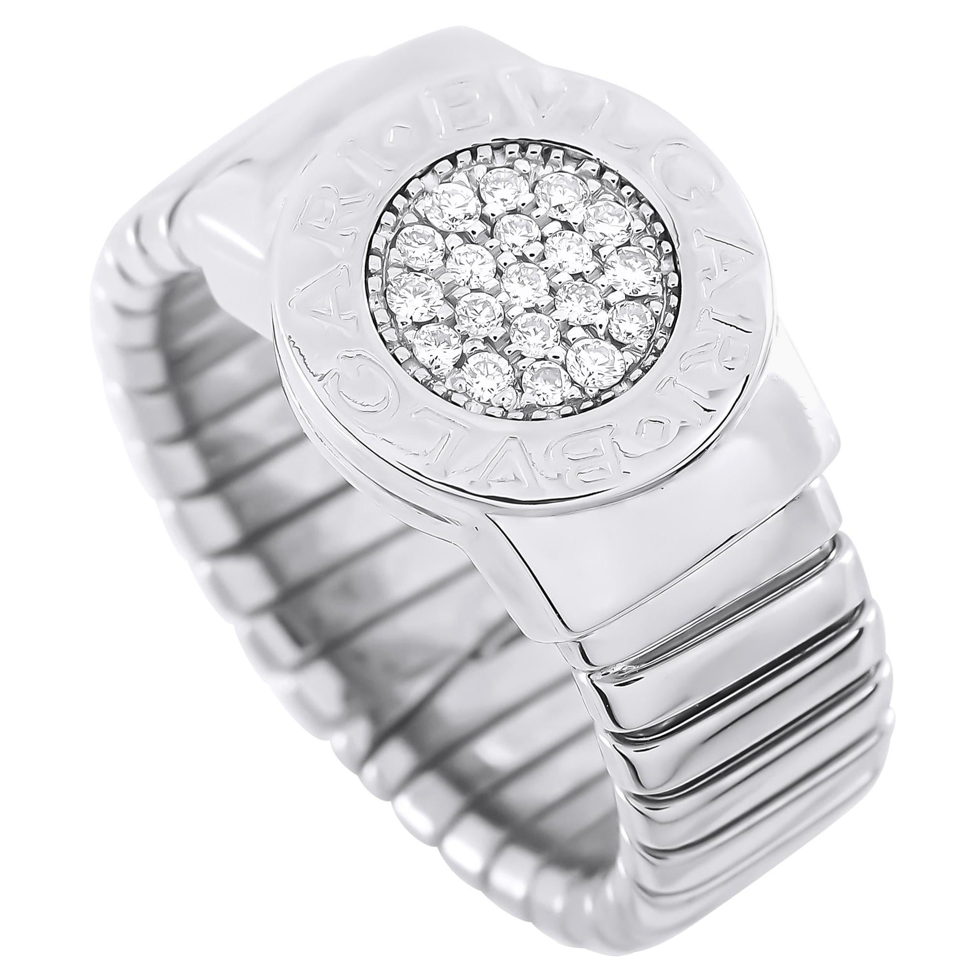 Bvlgari 18 Karat Weißgold Diamantring mit Diamanten