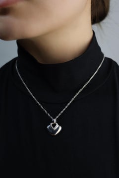 BVLGARI 18K White Gold Heart Shape Pendant Necklace