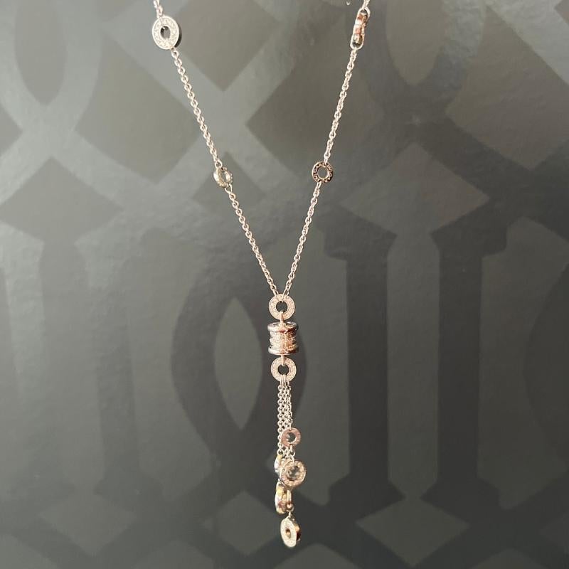 Bvlgari 18K White Gold Lariat Necklace 1.60 CT Total Weight Diamonds For Sale 3