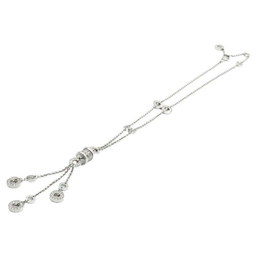 Bvlgari 18K White Gold Lariat Necklace 1.60 CT Total Weight Diamonds For Sale