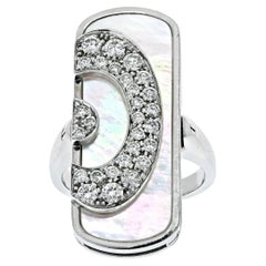 Bvlgari 18K White Gold Mother of Pearl Illusion Diamond Cocktail Ring