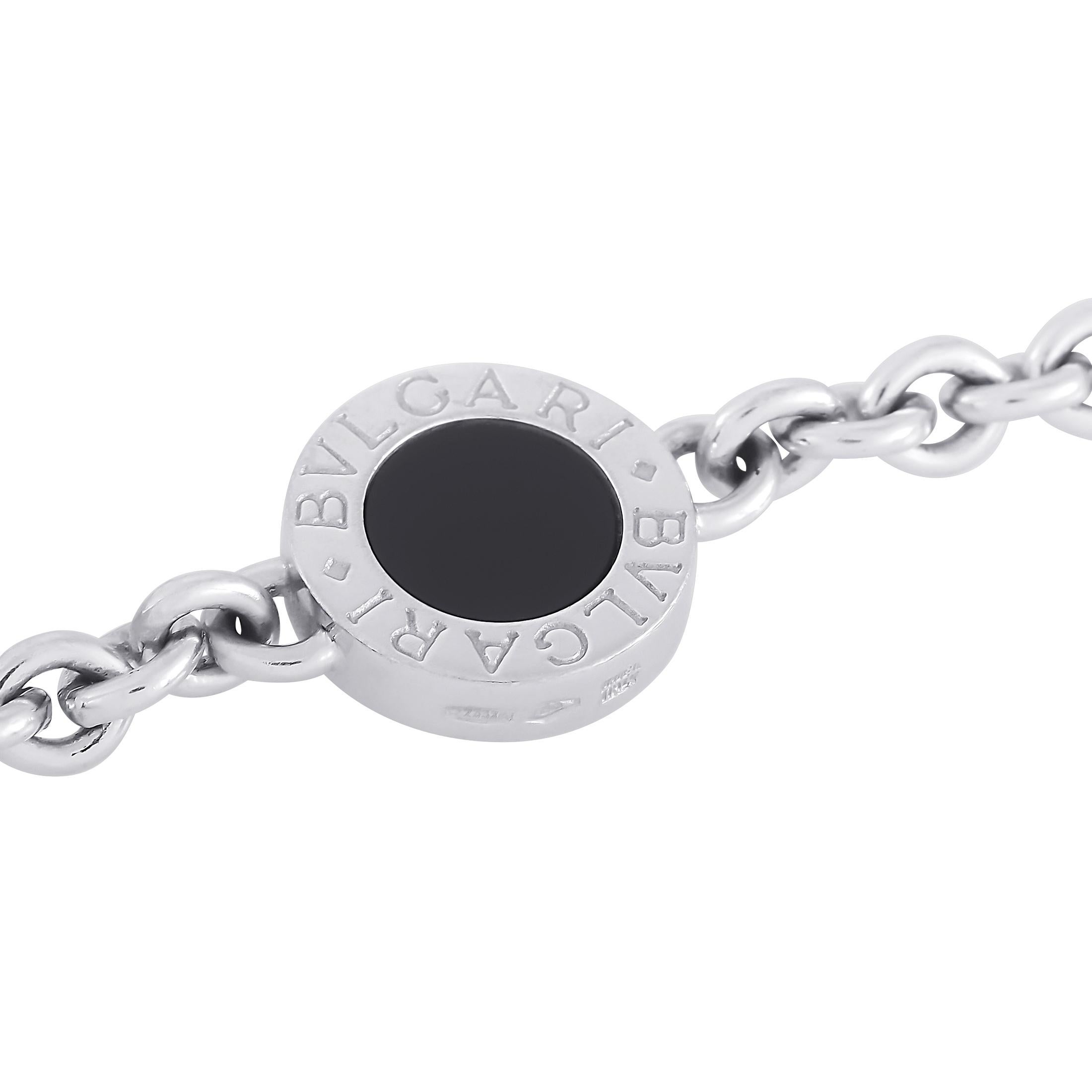 Bvlgari 18K White Gold Onyx Bracelet In Excellent Condition In Southampton, PA