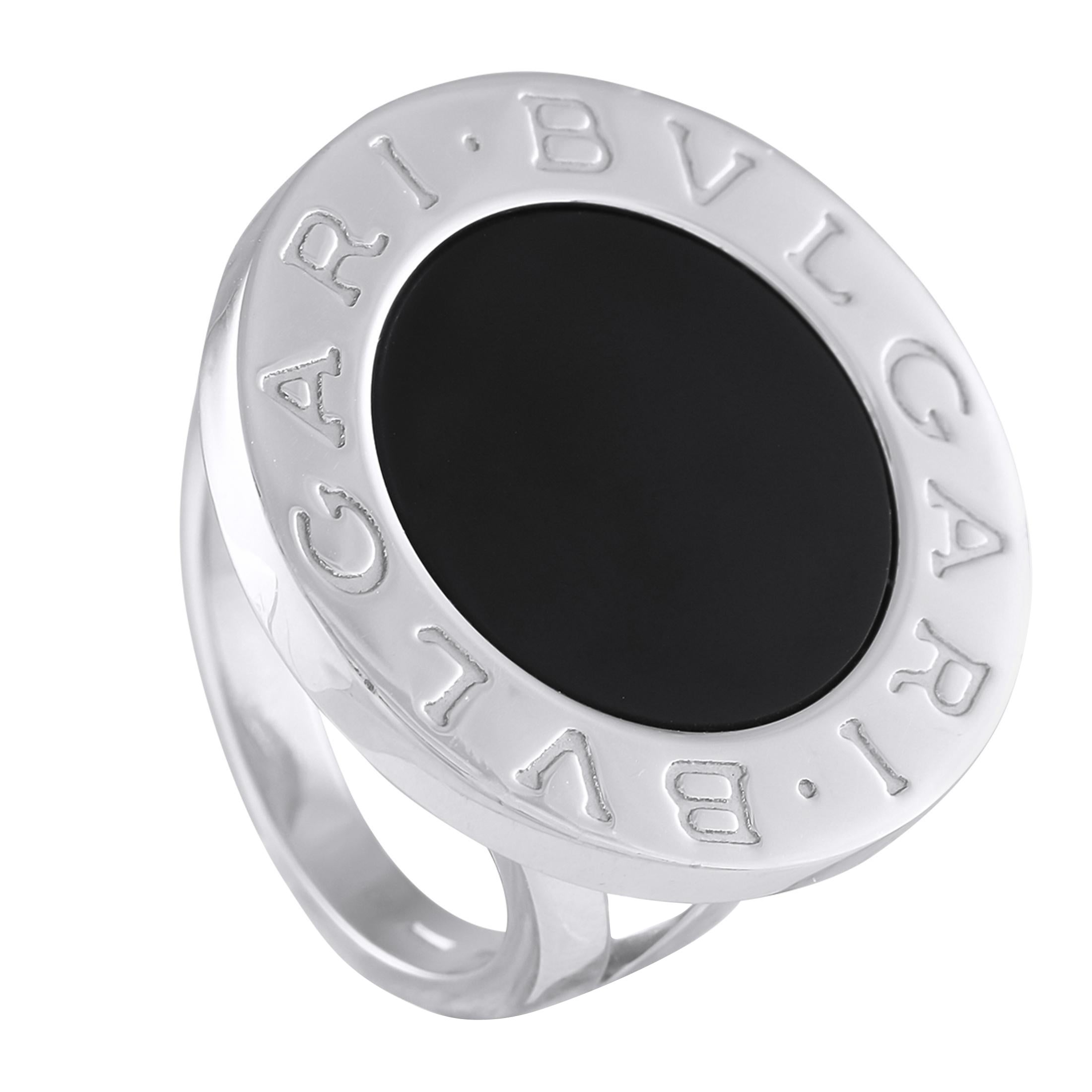 Bvlgari 18K White Gold Onyx Ring