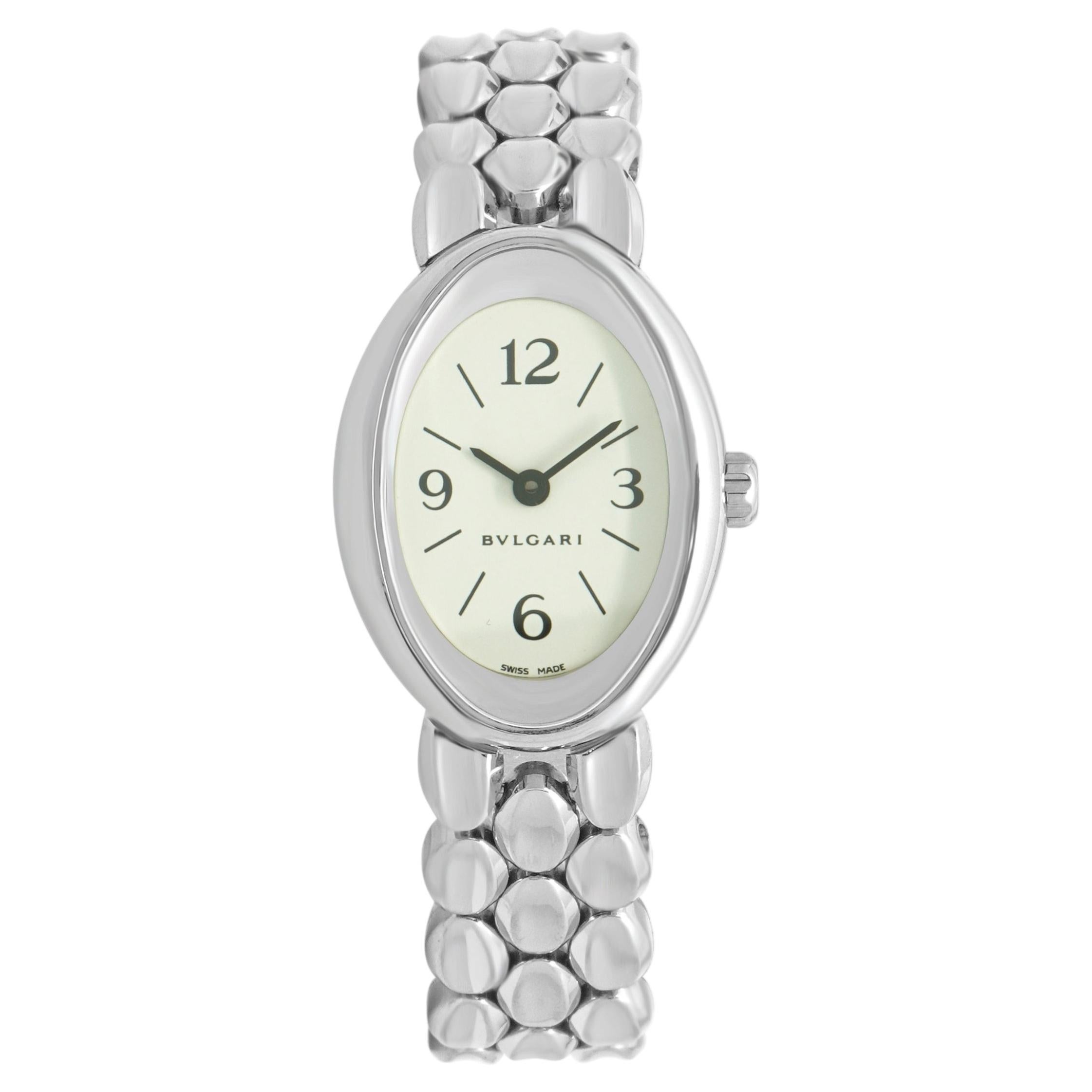 Bvlgari 18K White Gold Oval 20mm For Sale