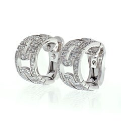 Bvlgari 18K White Gold Parentesi Diamond Huggie Earrings