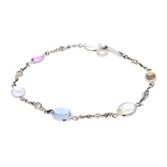 Bvlgari 18K White Gold Parentesi Gemstone and Diamond Chain Bracelet