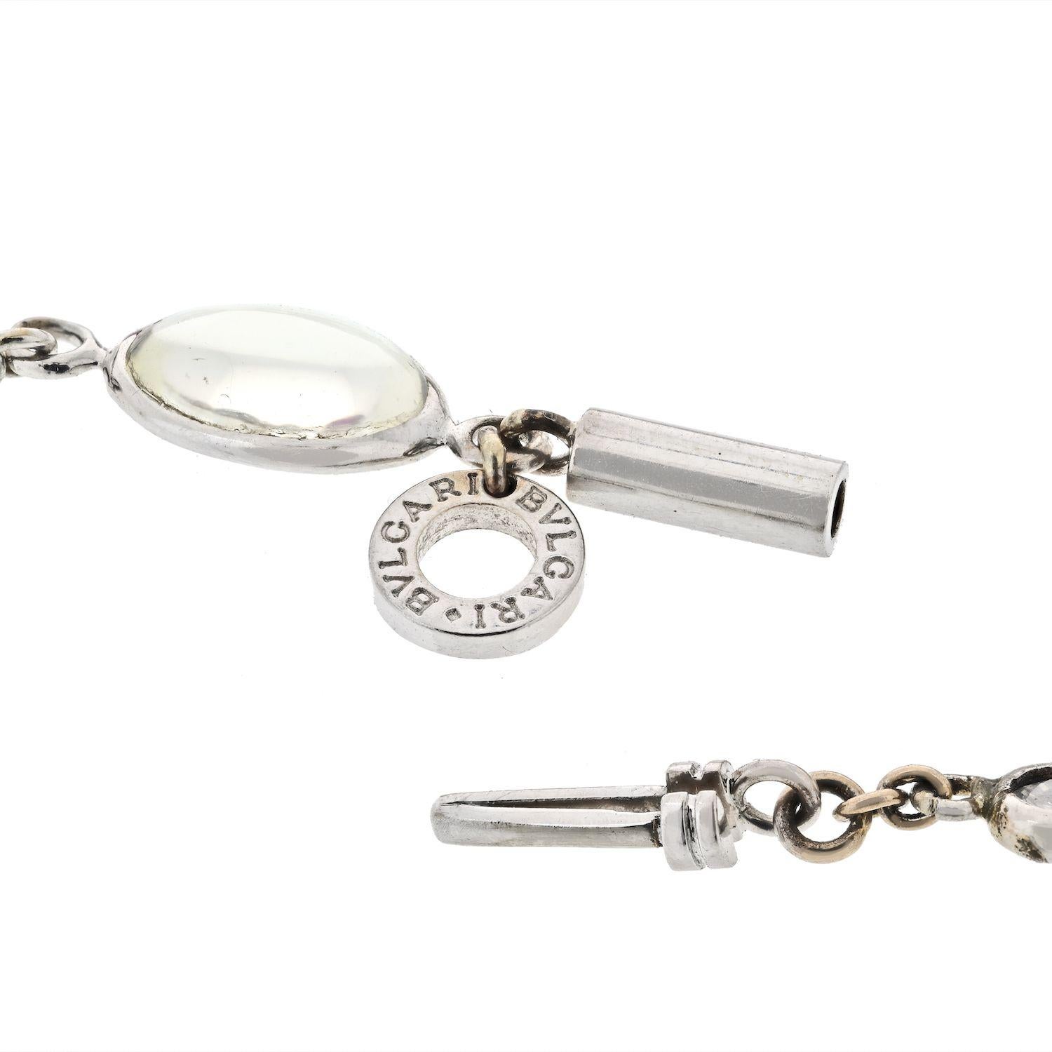 Bracciale a catena Parentesi con pietre e diamanti in oro bianco 18 carati Bvlgari In condizioni ottime in vendita a New York, NY