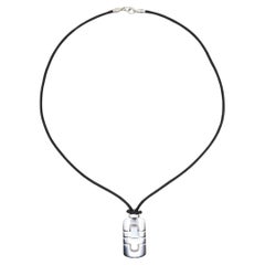 BVLGARI Collana Parentesi in oro bianco 18 carati con cordoncino in pelle