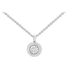 Bvlgari 18k White Gold Pave Diamond "Bvlgari-Bvlgari" Pendant Necklace 0.20cttw