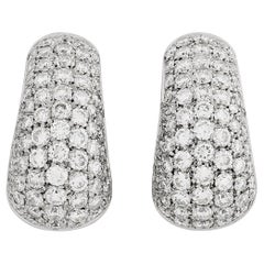 Bvlgari 18k White Gold Pave Diamond Oblong Hoop Earrings