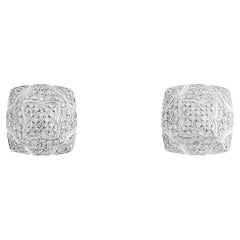 Orecchini quadrati Bvlgari in oro bianco 18k con pavé di diamanti