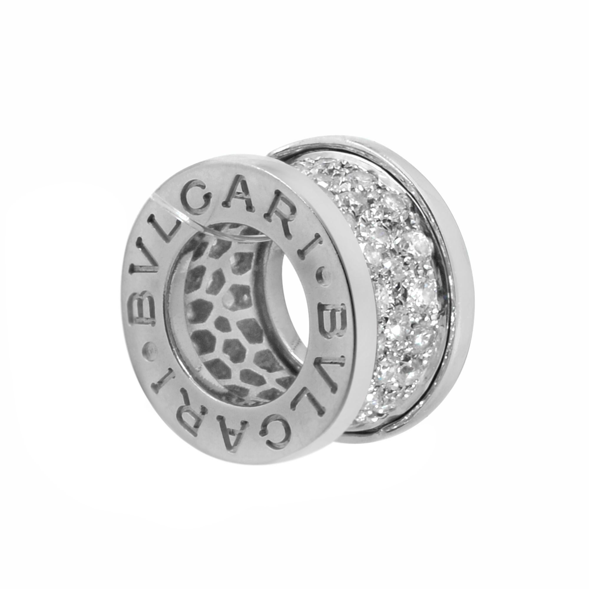 Round Cut Bvlgari 18 Karat White Gold Pave Diamonds B.Zero1 Small Pendant 0.87 Carat