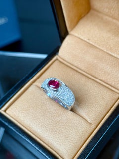 Bvlgari 18k White Gold Burma Ruby and Diamond Ring