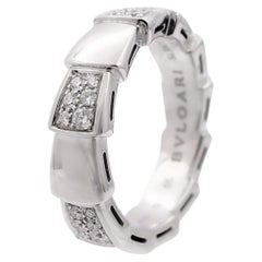Bvlgari 18K White Gold Serpenti Viper Diamond .41ct Ring Size 55 ( US 7-7.5) 6mm