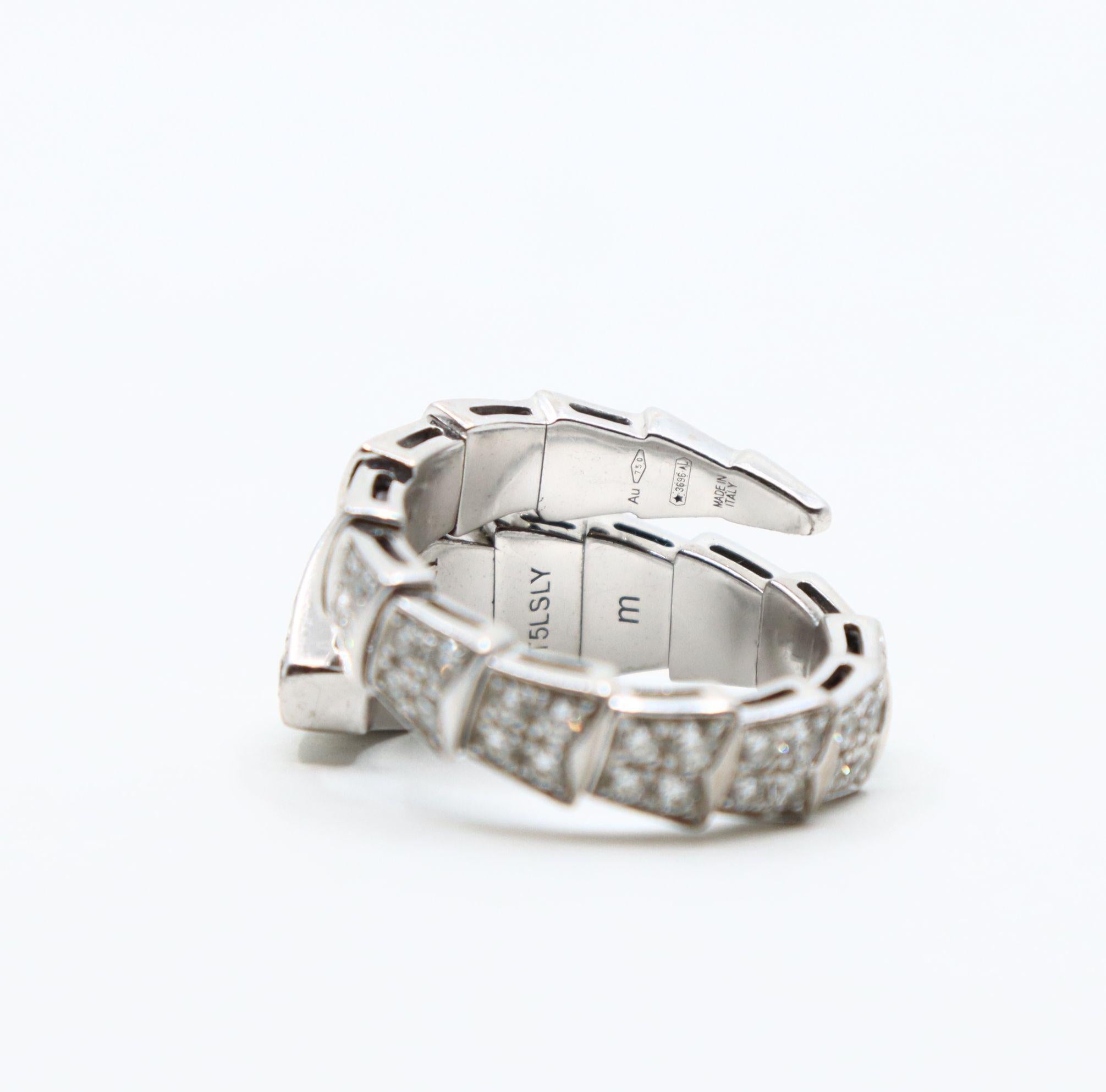 BVLGARI Conjunto de Anillo y Pendientes Víbora Serpenti de Oro Blanco de 18 K en venta 6