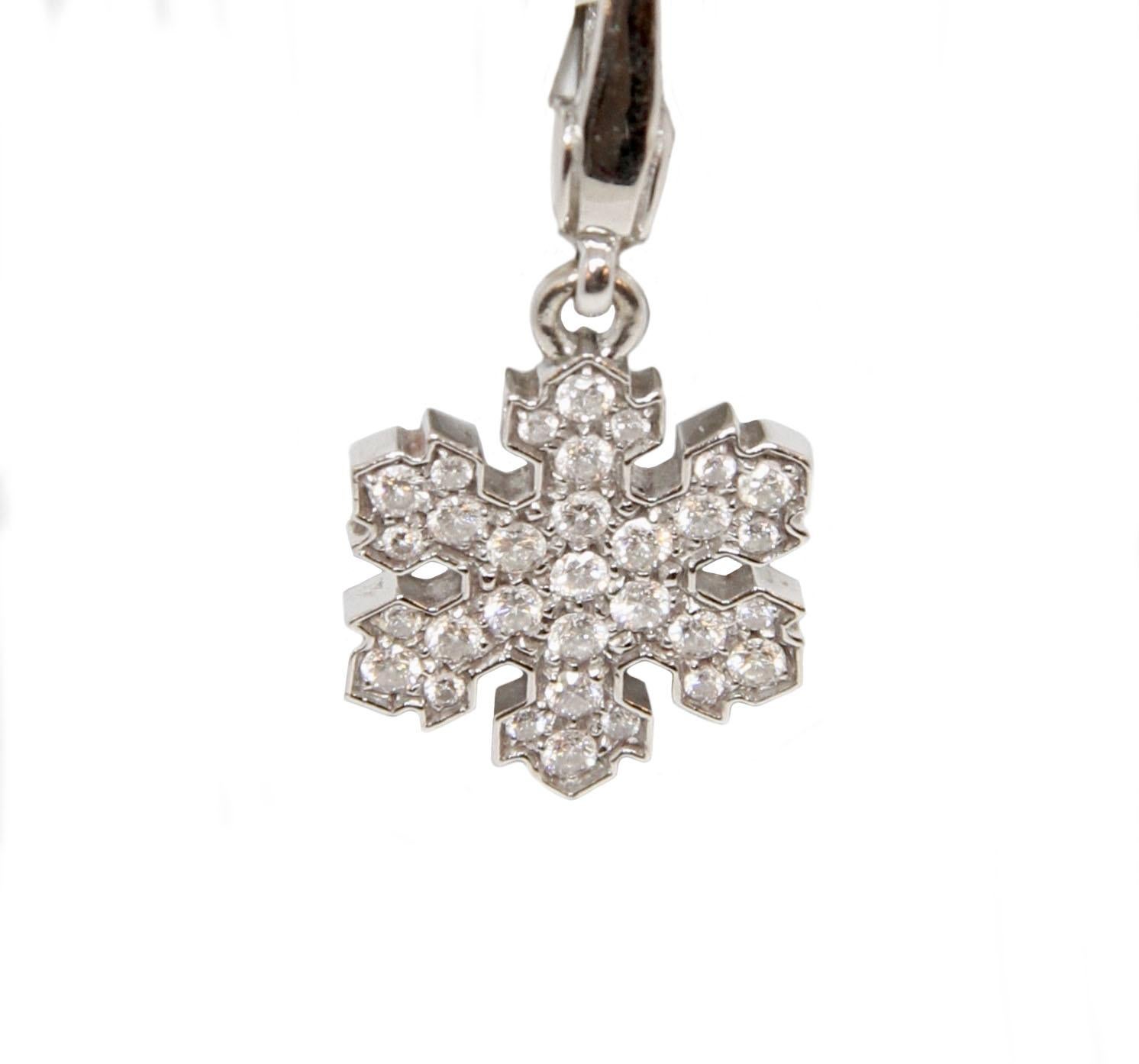 Women's or Men's Bvlgari 18 Karat White Gold Snowflake Pendant Charm