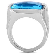 Bvlgari 18 Karat White Gold Topaz Ring