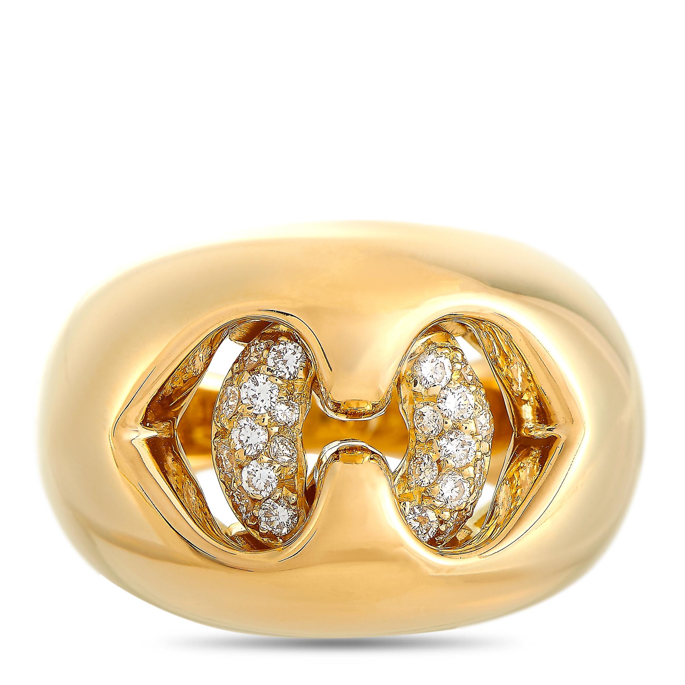 Bvlgari 18 Karat Yellow Gold 0.30 Carat Diamond Ring In Excellent Condition In Southampton, PA