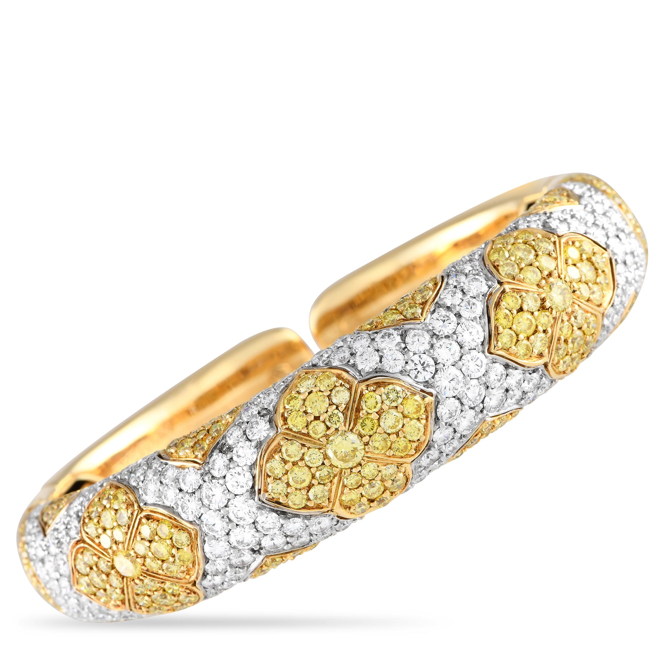 Bvlgari Armband aus 18 Karat Gelbgold mit 10,69 Karat gelben und weißen Diamanten im Zustand „Hervorragend“ in Southampton, PA