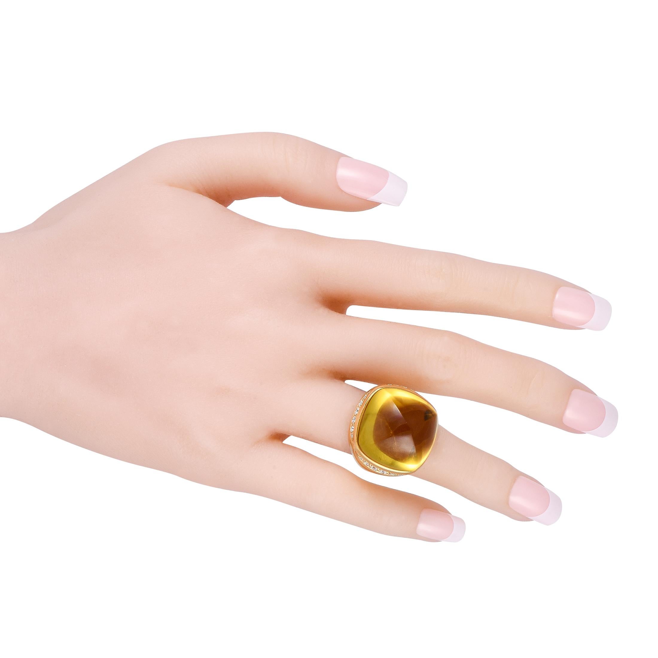 Taille ronde Bvlgari, bague en or jaune 18 carats, diamant 1,0 carat et héliodore