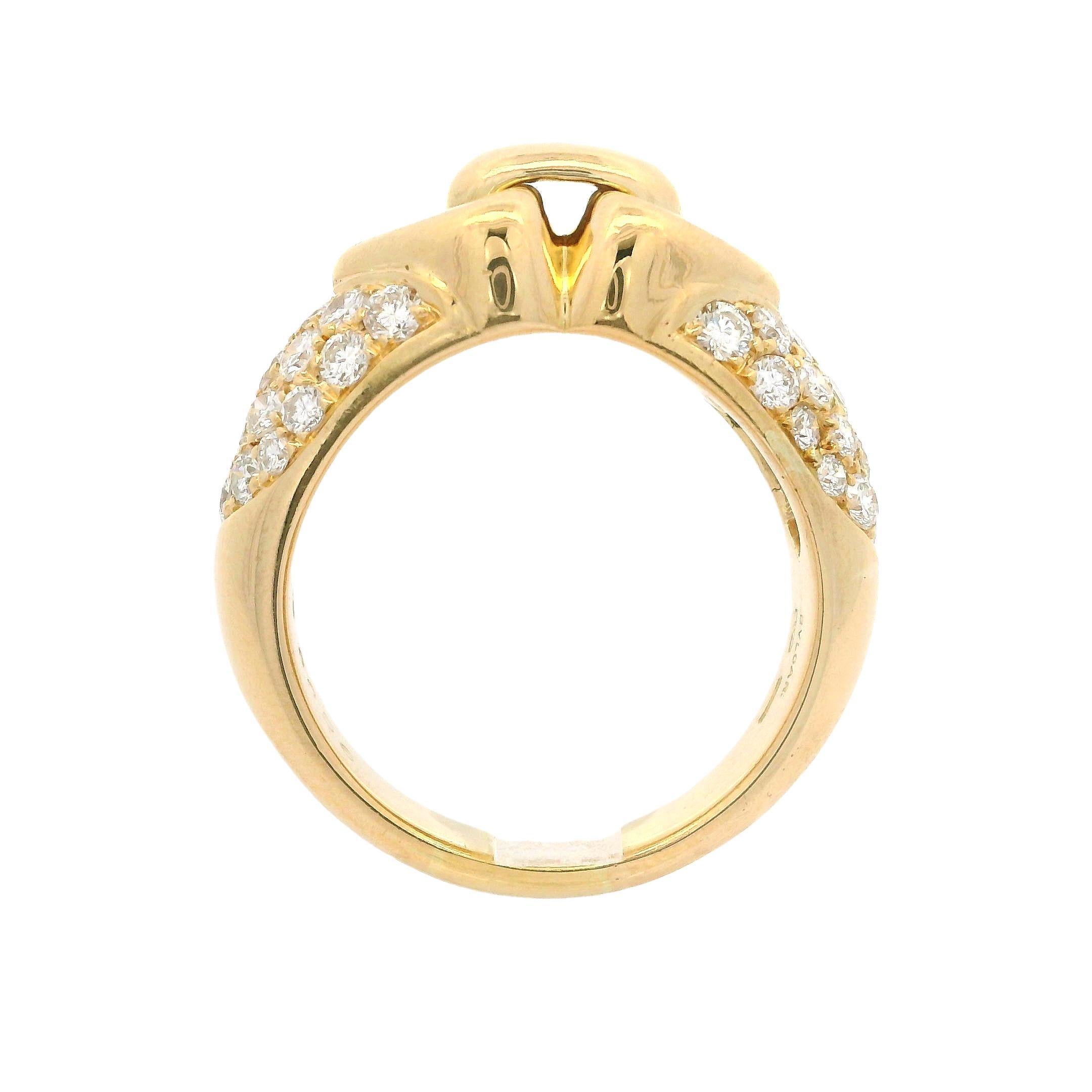 Bvlgari Or jaune 18k 1.40ctw Pave Diamond Doppio Double Heart Ring en vente 1